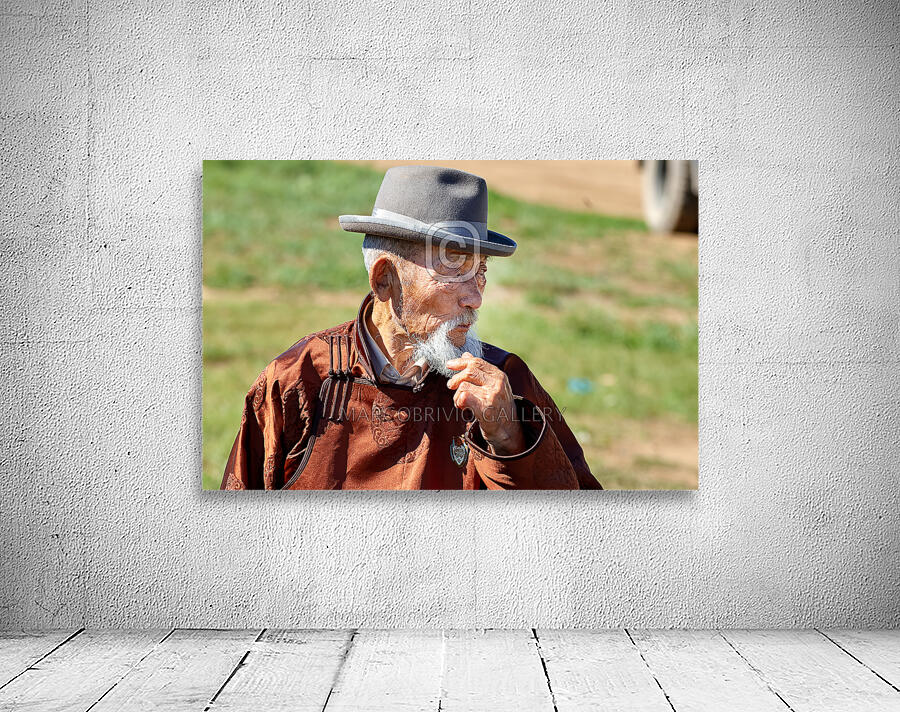 Mongolia. Portrait of an old man Wall Preview