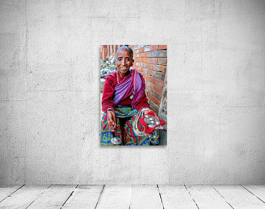 Nepal. Kathmandu. Old woman selling jewels Wall Preview