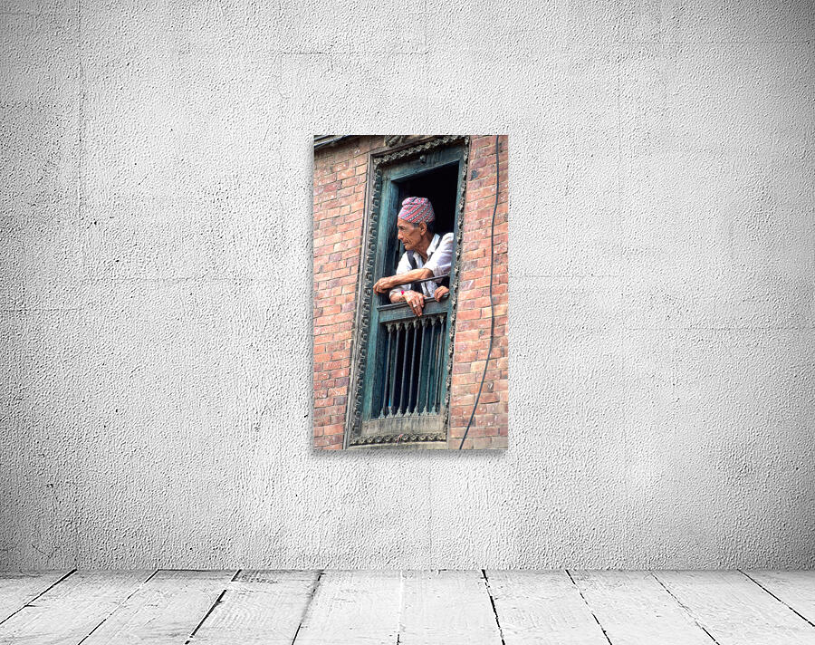 Nepal. Kathmandu. Man at a window Wall Preview