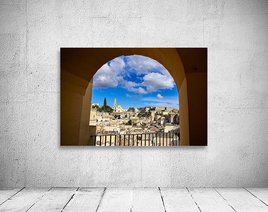 Matera Basilicata Italy. Framed view of the old town. I sassi di Matera Wall Preview