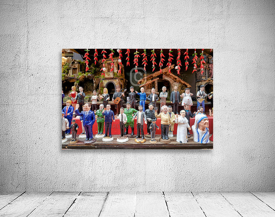 Naples Campania Italy. Statues figurines of the Christmas Nativity Scene in the artisan workshops of Via San Gregorio Armeno Wall Preview