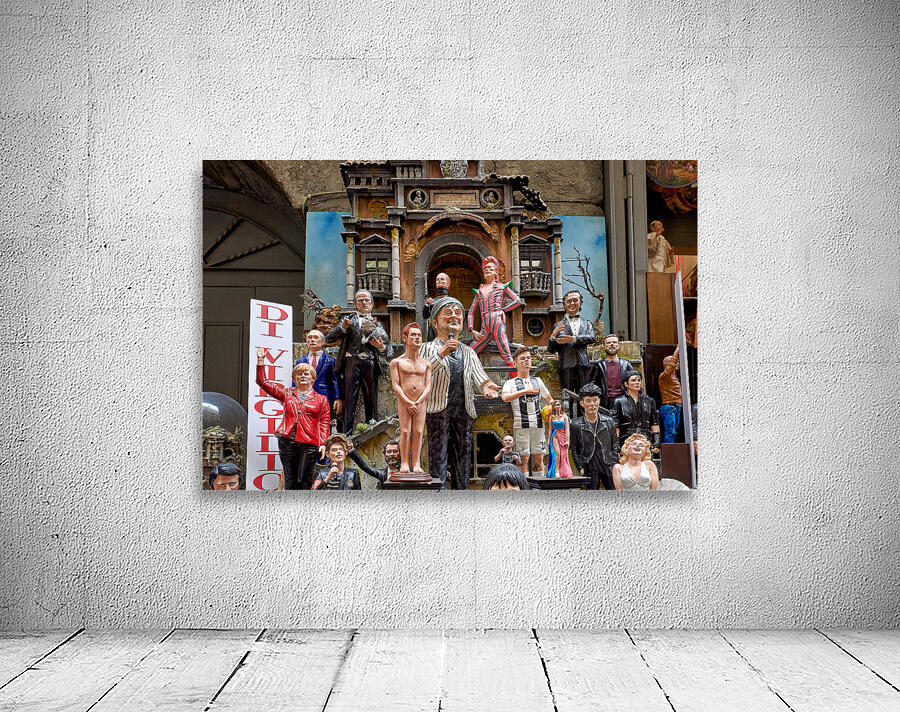 Naples Campania Italy. Statues figurines of the Christmas Nativity Scene in the artisan workshops of Via San Gregorio Armeno Wall Preview