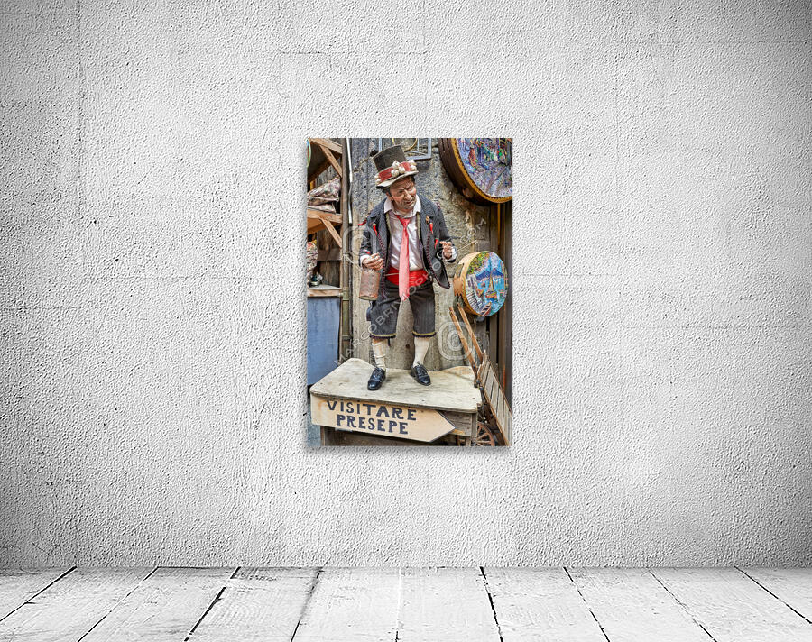 Naples Campania Italy. Statue figurine of the Christmas Nativity Scene in the artisan workshops of Via San Gregorio Armeno Wall Preview