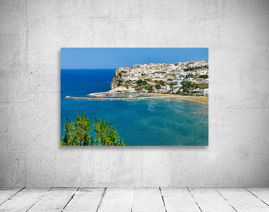 Apulia Puglia Gargano Italy. Elevated view of Peschici Wall Preview