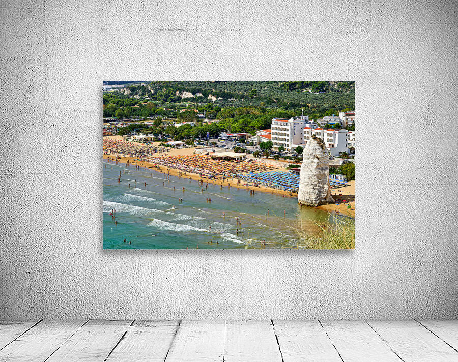 Vieste Gargano. Apulia Puglia Italy. Monolith Pizzomunno and beach Wall Preview