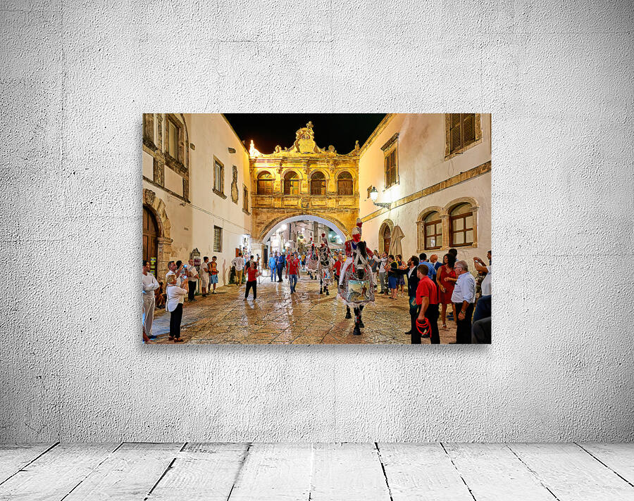 Apulia Puglia Italy. Ostuni. Festival of Saint Orontius. The cavalcata a procession of horses in the streets of the town Wall Preview