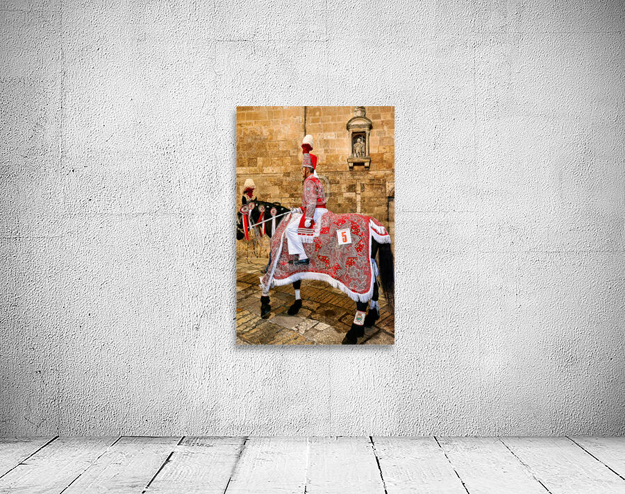 Apulia Puglia Italy. Ostuni. Festival of Saint Orontius. The cavalcata a procession of horses in the streets of the town Wall Preview