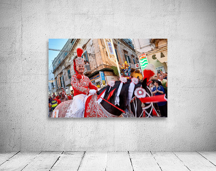 Apulia Puglia Italy. Ostuni. Festival of Saint Orontius. The cavalcata a procession of horses in the streets of the town Wall Preview