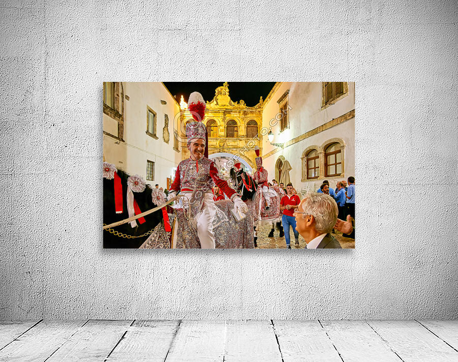 Apulia Puglia Italy. Ostuni. Festival of Saint Orontius. The cavalcata a procession of horses in the streets of the town Wall Preview