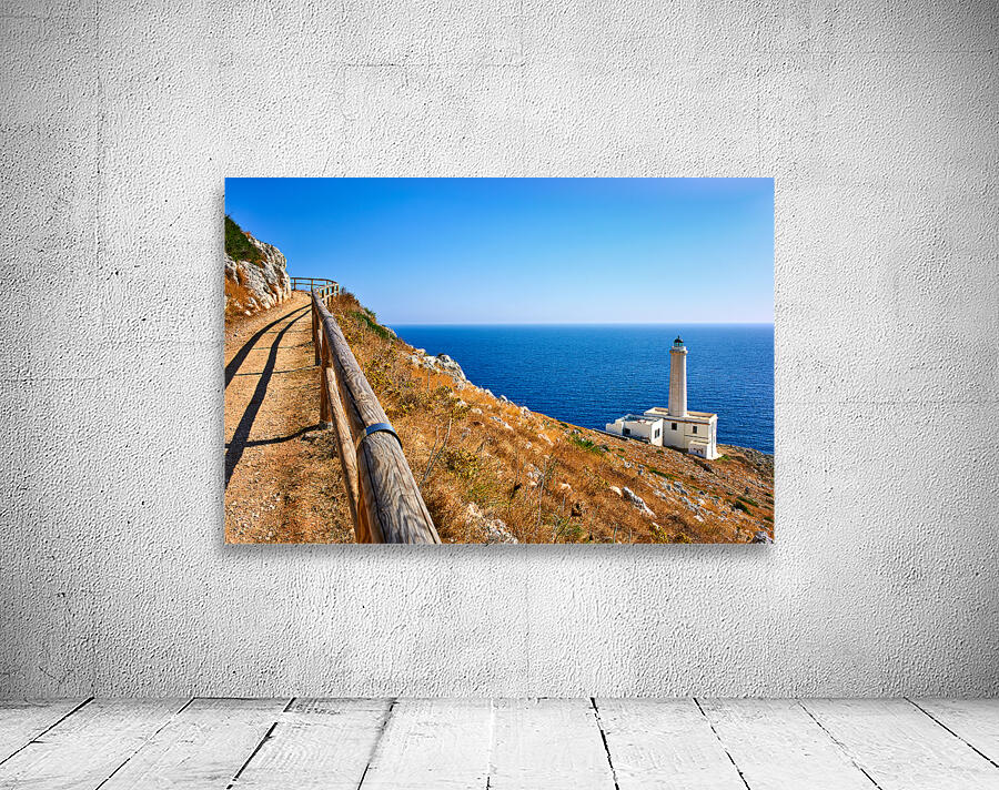 Apulia Puglia Italy. The lighthouse at Cape Palascia Capo dOtranto. The easternmost point of Italy Wall Preview