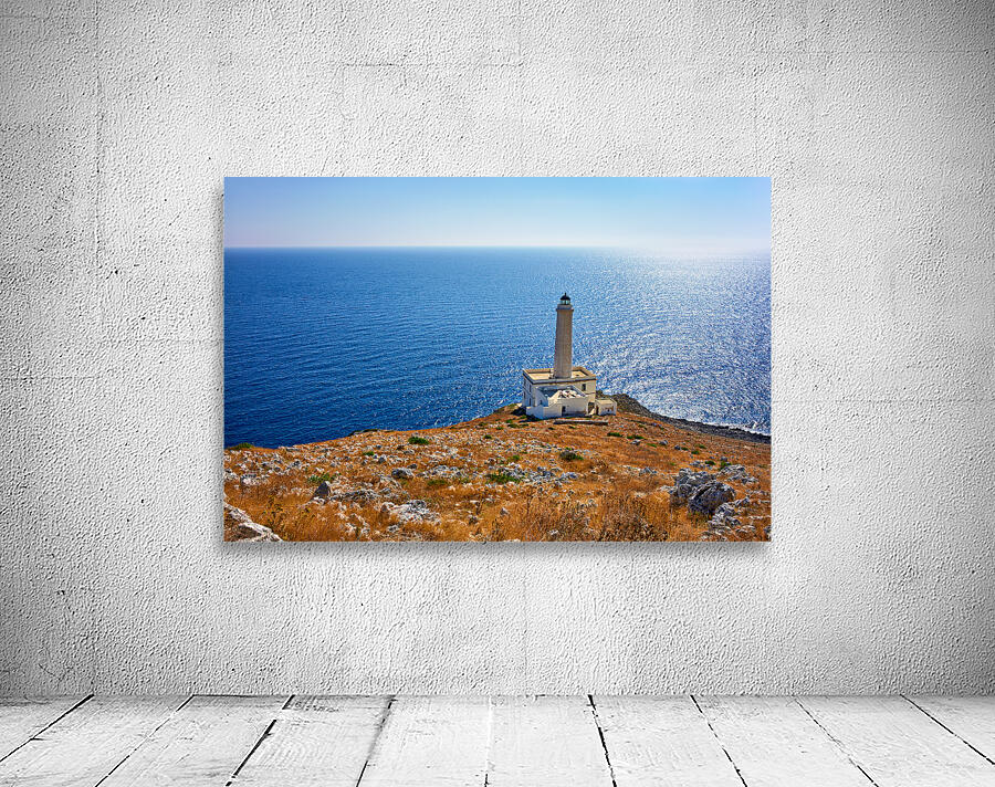 Apulia Puglia Italy. The lighthouse at Cape Palascia Capo dOtranto. The easternmost point of Italy Wall Preview