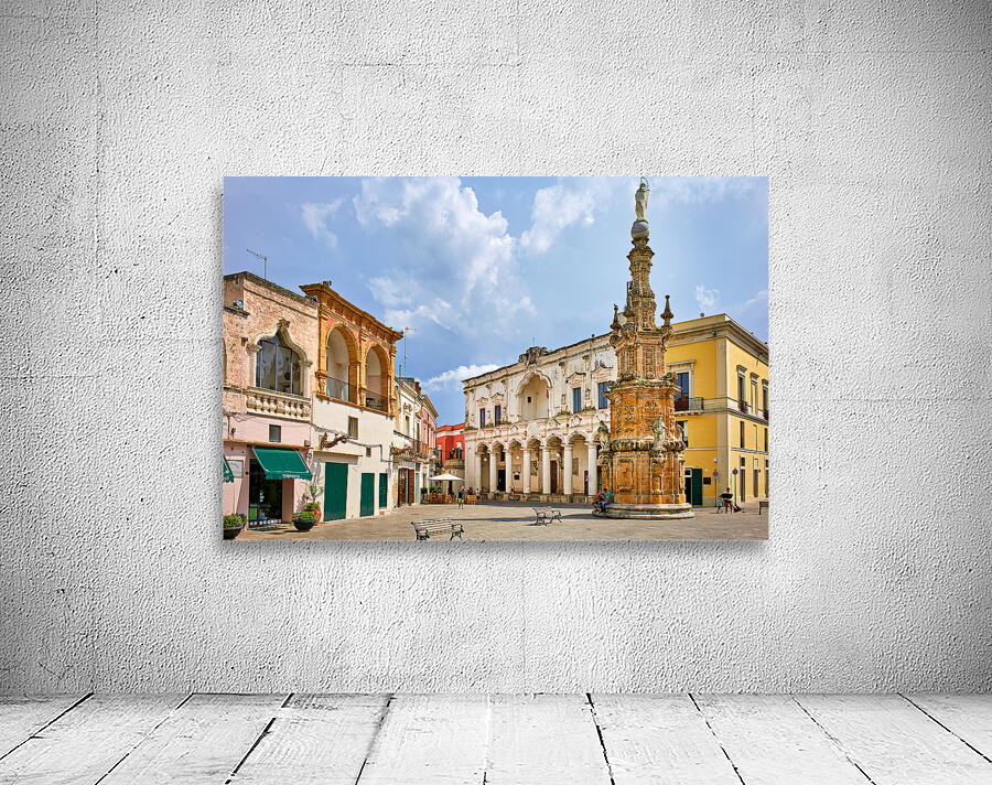 Salento. Apulia Puglia Italy. Nardò. Salandra square. 18th century column Wall Preview