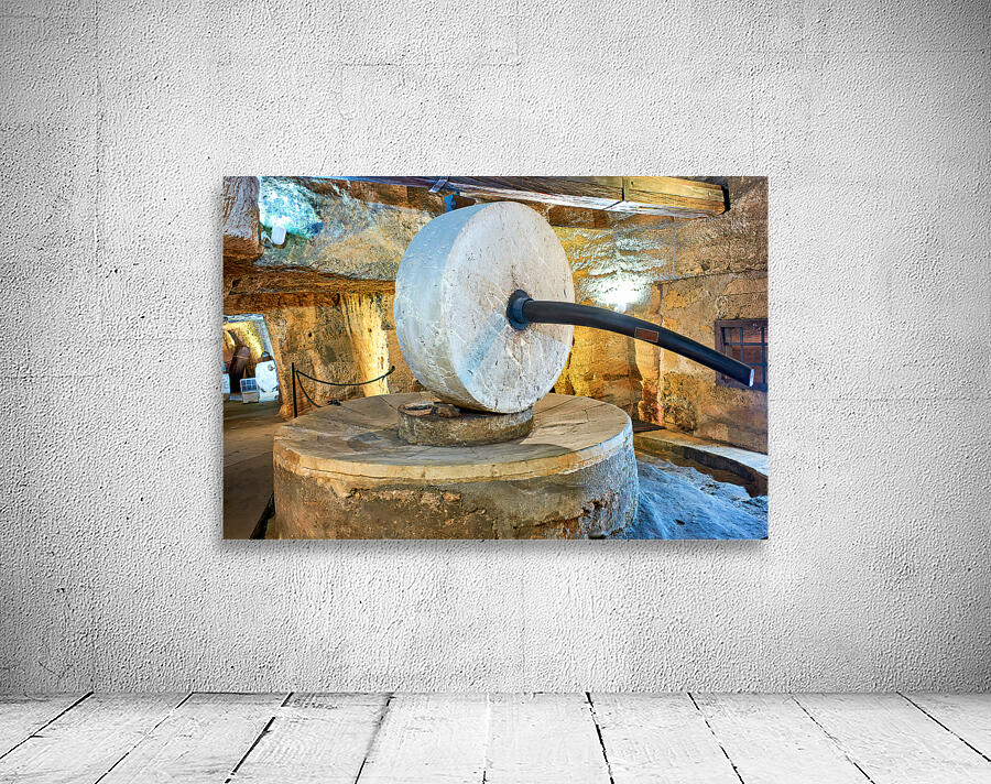 Salento. Apulia Puglia Italy. Gallipoli. Old olives crusher. Frantoio Oleario Ipogeo di Palazzo Granafei Wall Preview