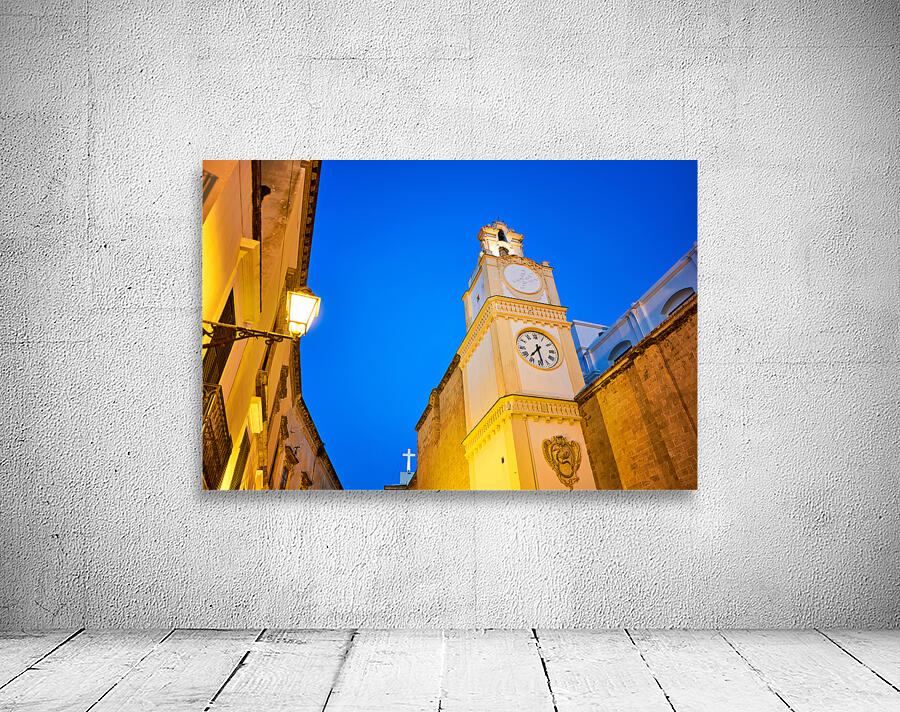 Salento. Apulia Puglia Italy. Gallipoli. The cathedral at night Wall Preview