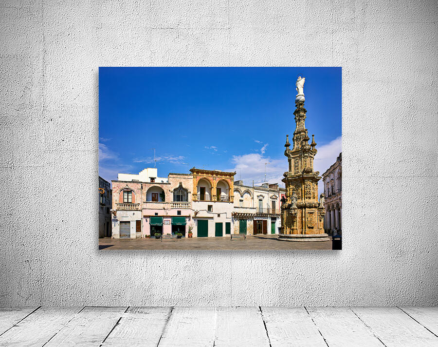 Salento. Apulia Puglia Italy. Nardò. Salandra square. 18th century column Wall Preview