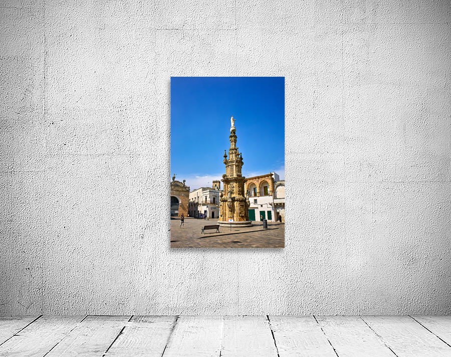 Salento. Apulia Puglia Italy. Nardò. Salandra square. 18th century column Wall Preview