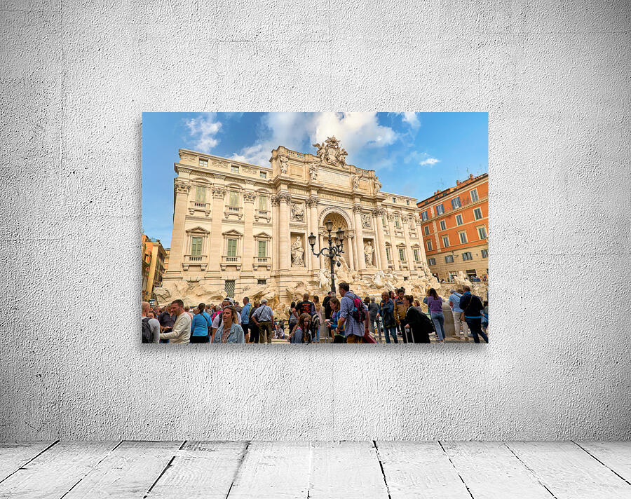 Rome Lazio Italy. Crowd of tourists at Trevi fountain Wall Preview