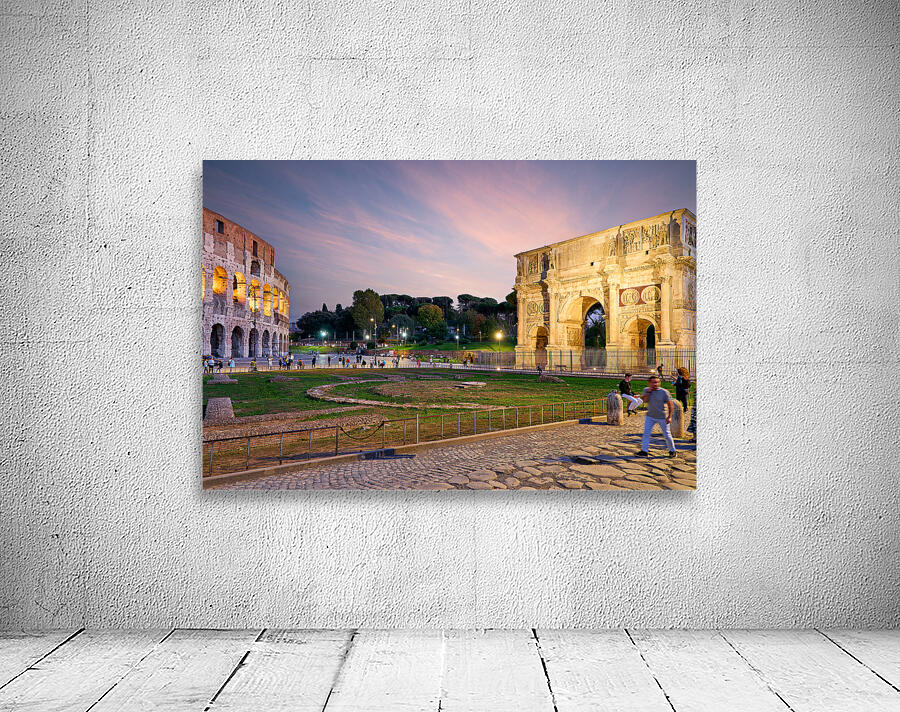 Rome Lazio Italy. The Colosseum Colosseo an oval amphitheatre in the centre of the city of Rome and the Arch of Constantine Wall Preview
