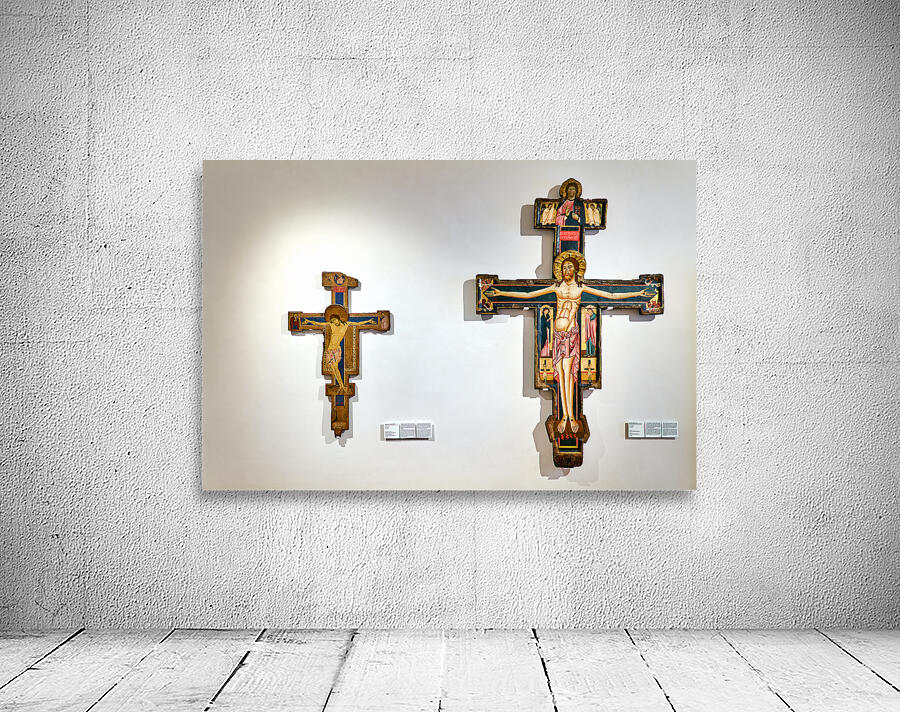 Rome Lazio Italy. The Galleria Nazionale dArte Antica or National Gallery of Ancient Art an art museum in Palazzo Barberini. Medieval crucifix by Berlinghieri and Machilone Wall Preview