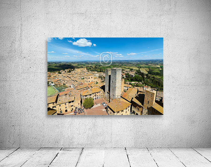 San Gimignano. Tuscany. Italy. Aerial view of the old town Wall Preview