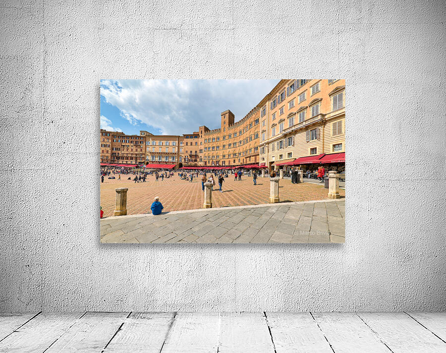 Siena Tuscany Italy. Restaurants in Piazza del Campo Wall Preview