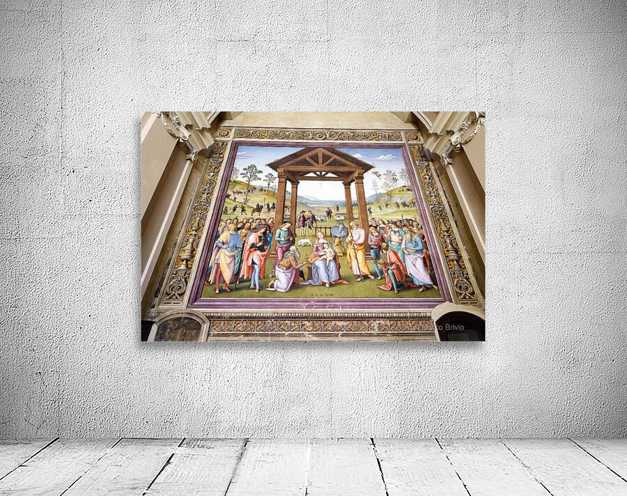 Città della Pieve Umbria Italy. Santa Maria dei Bianchi church. Adoration of the Magi fresco by Perugino Wall Preview
