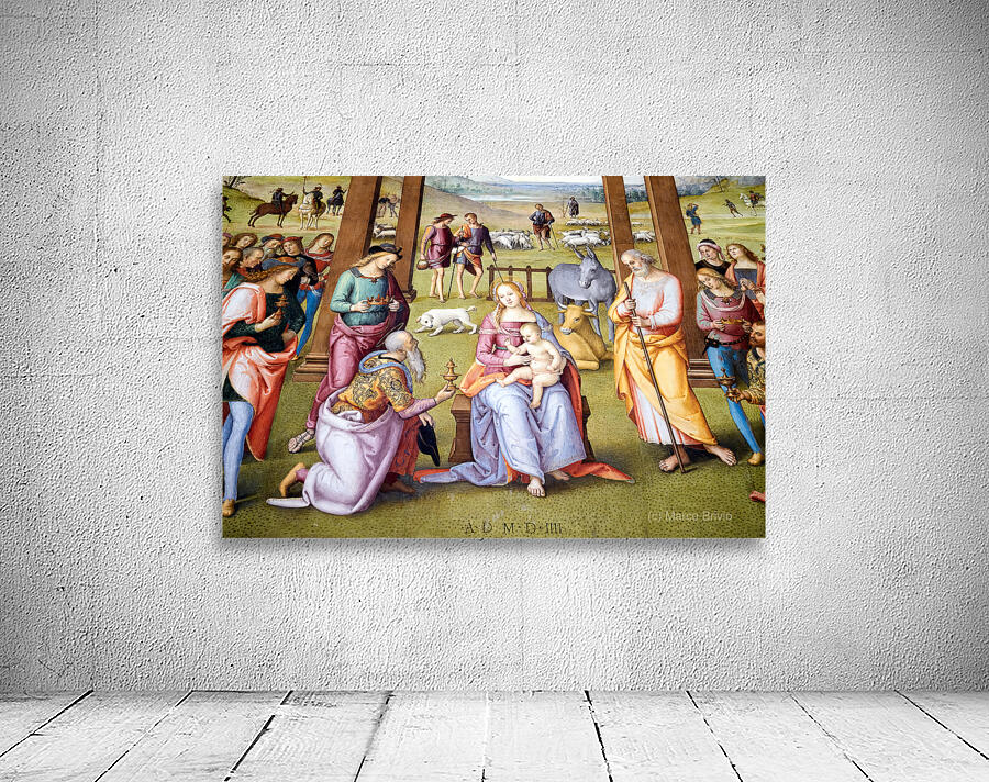 Città della Pieve Umbria Italy. Santa Maria dei Bianchi church. Adoration of the Magi fresco by Perugino Wall Preview