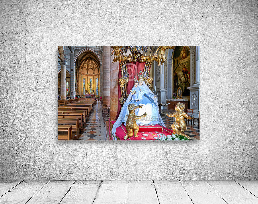 Verona Veneto Italy. The Basilica of Saint Anastasia. Madonna statue Wall Preview