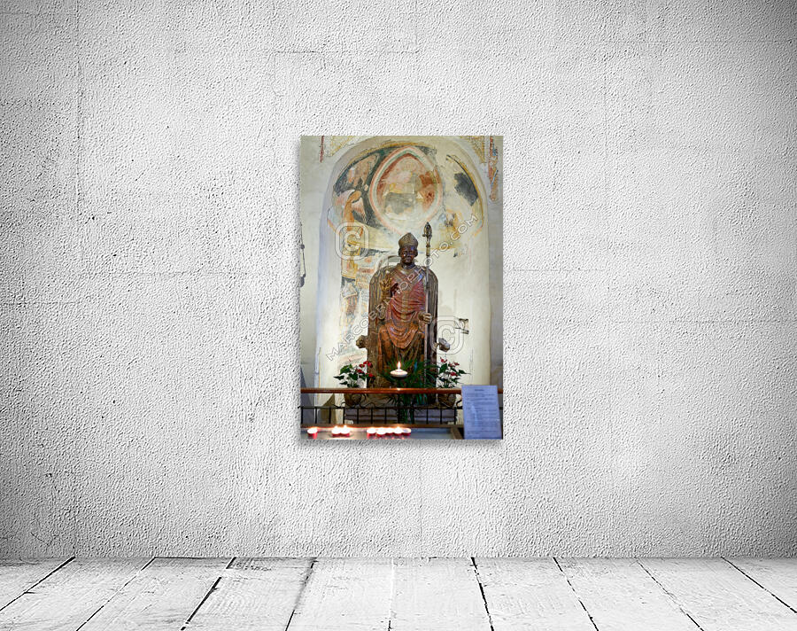 Verona Veneto Italy. The Basilica of San Zeno. The statue of smiling San Zeno Wall Preview