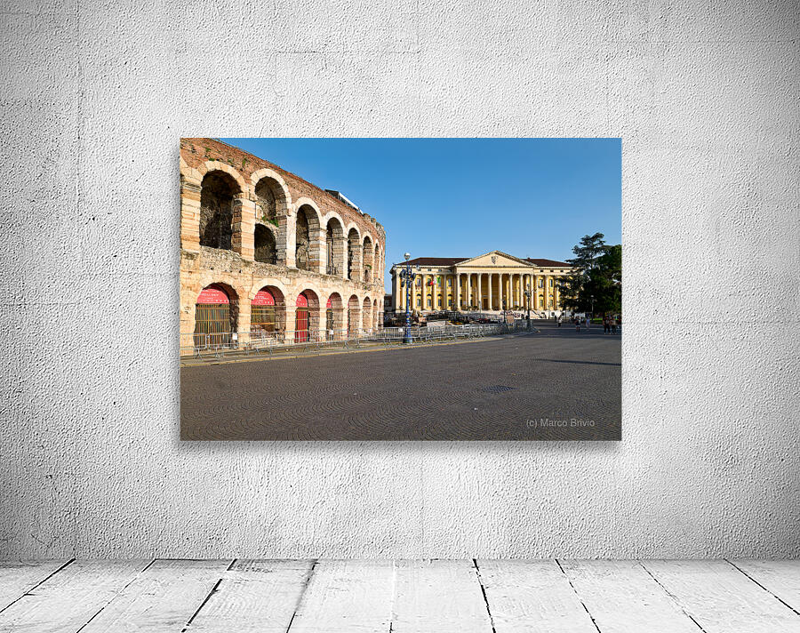 Verona Veneto Italy. The Verona Arena - Roman Amphitheatre and the Town Hall Wall Preview