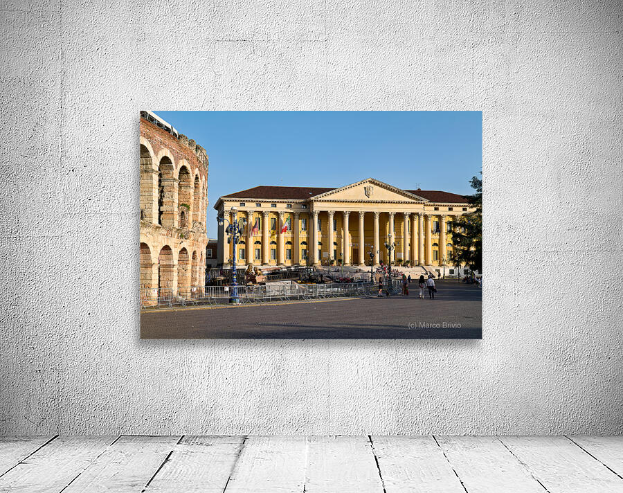 Verona Veneto Italy. The Verona Arena - Roman Amphitheatre and the Town Hall Wall Preview