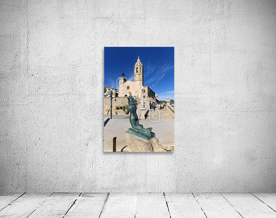 Sitges Catalunya Spain. Sculpture of the Queen of the Seas by Pedro Jimenez Corona on Mazatlans Malecon Wall Preview