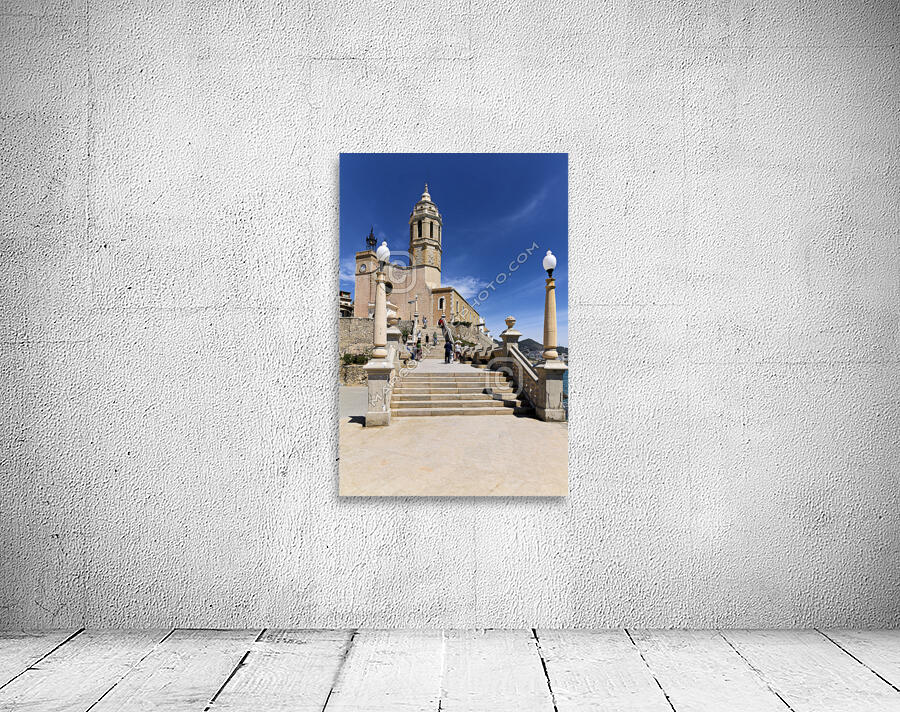 Sitges Catalunya Spain. Church esglesia de Sant Bartomeu i Santa Tecla Wall Preview