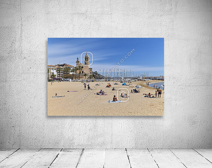 Sitges Catalunya Spain. Panorama view from the beach Wall Preview