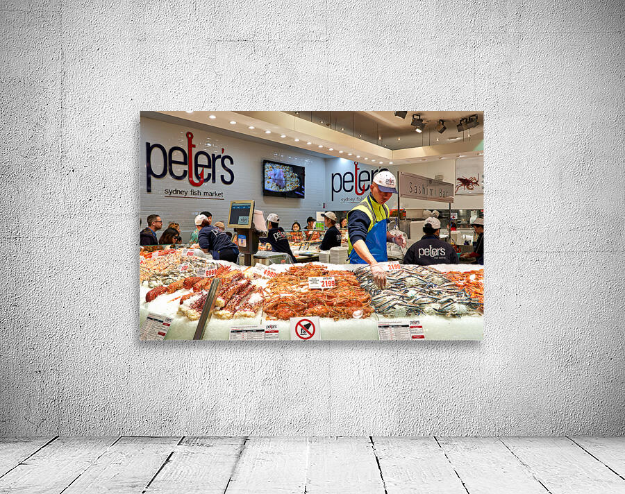 Peters Sydney Fish Market displays fresh seafood for sale. Wall Preview