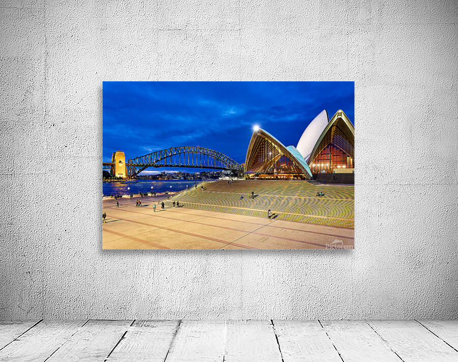 Sydney Opera House and Harbour Bridge at dusk. Wall Preview