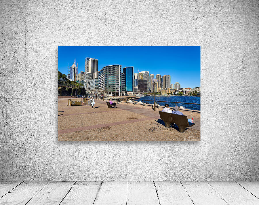 Sydney Harbour skyline with people enjoying the waterfront prome Wall Preview
