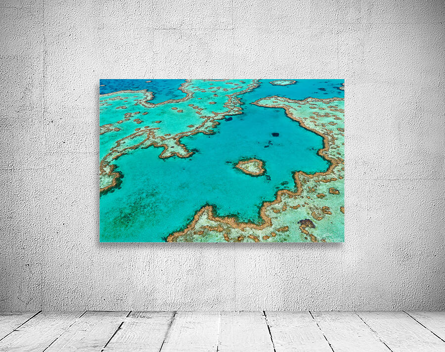 Aerial view of Heart Reef Great Barrier Reef Australia. Wall Preview