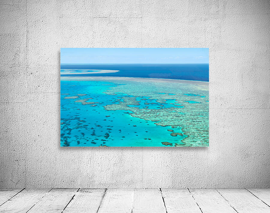 Aerial view of the Great Barrier Reefs turquoise waters. Wall Preview