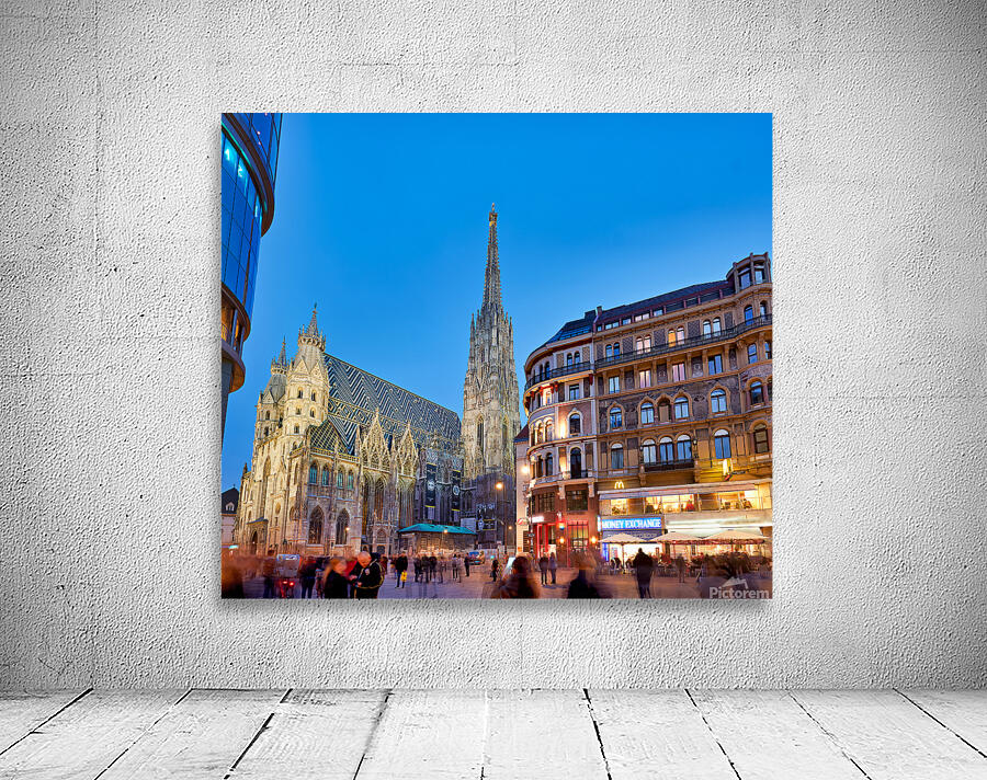St. Stephens Cathedral at dusk in bustling Vienna. Wall Preview
