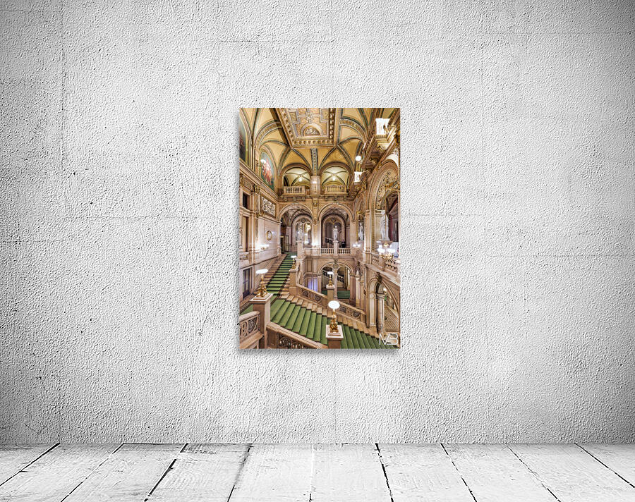 Luxurious ornate interior with grand staircase and classical st Wall Preview