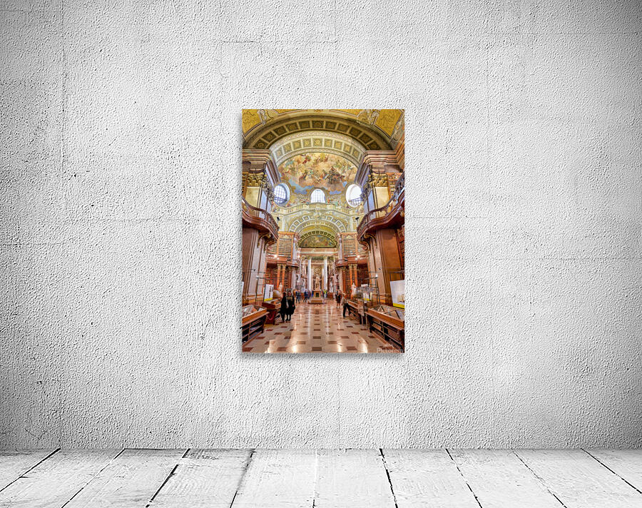 Grand historic library interior with ornate architecture and fre Wall Preview