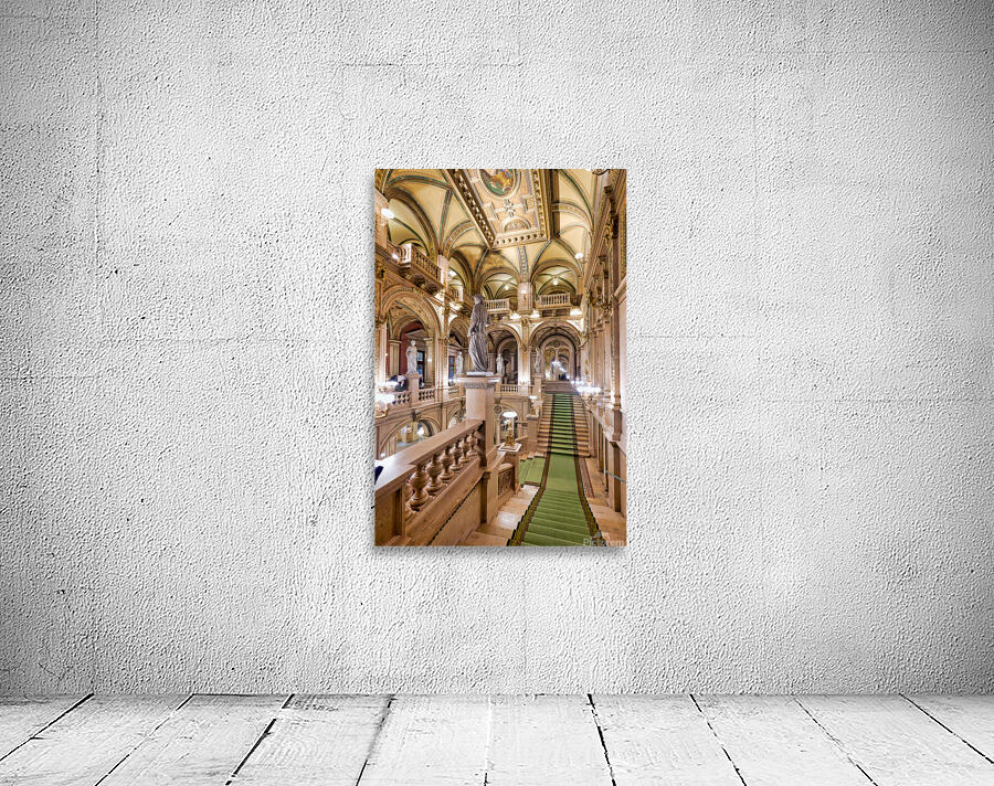 Opulent historic building interior with grand staircase and sta Wall Preview