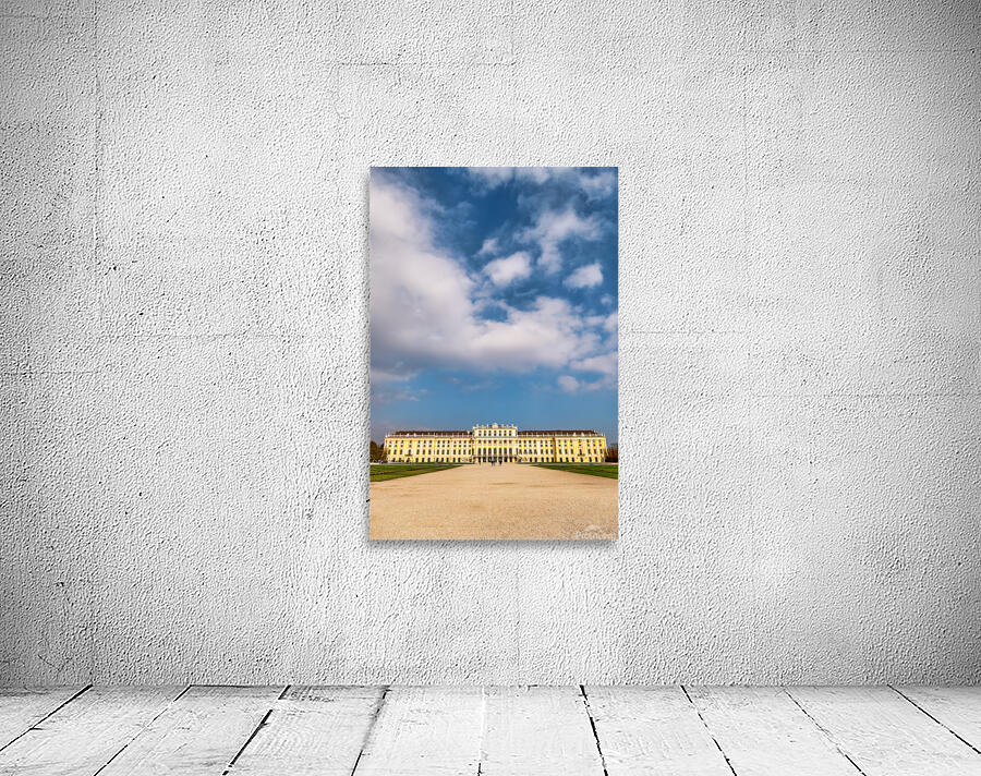Schönbrunn Palace and gardens under a beautiful cloudy sky. Wall Preview