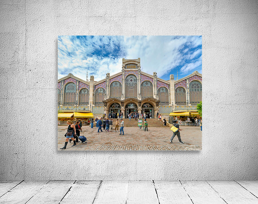 Visit to Central Market in Valencia Spain with many people aroun Wall Preview