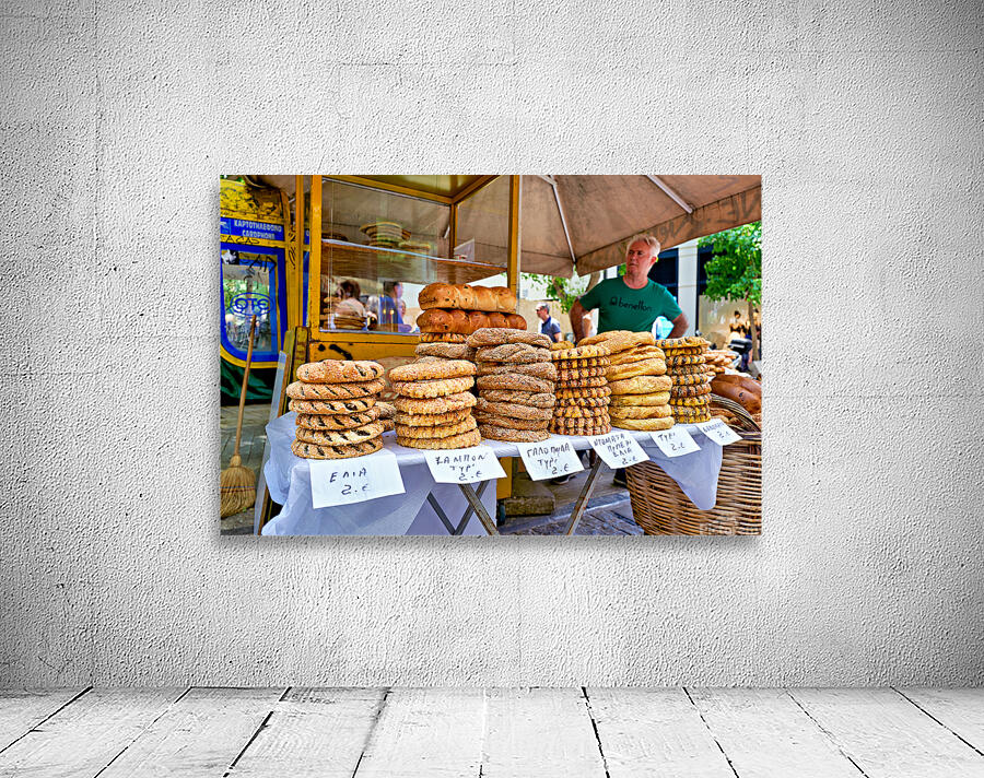 Food stall offers baked goods in downtown Athens Greece Wall Preview