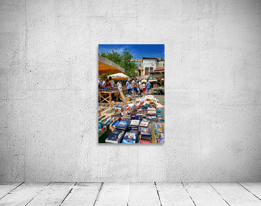 People walk around the bustling flea market at Monastiraki Wall Preview