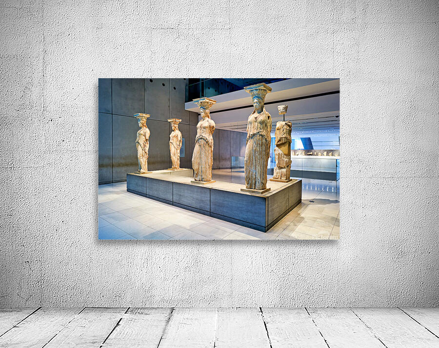 Exploring caryatids at Acropolis Museum in Athens Greece Wall Preview