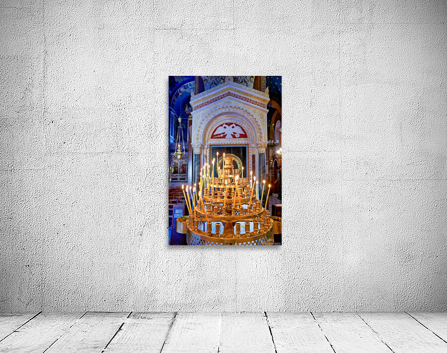 Candles in the Mitropolis Cathedral in Athens Greece show light Wall Preview