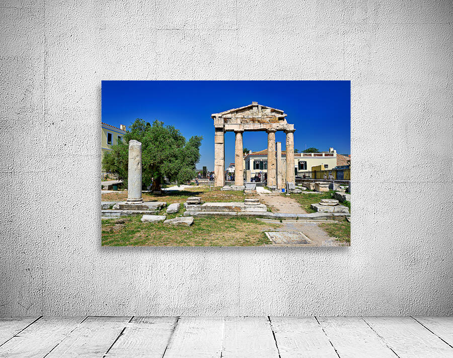 Roman Agora site shows ancient columns and ruins in Athens Greec Wall Preview